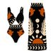 Women's Clothing Swimsuits Deep V Hollow Pattern Ethnic Style One Piece Swimsuit Suits_ecoleips.com