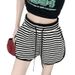 Black And White Striped Casual Pants For Women In Summer, Simple And Lazy Style, Age Reducing, Thin High Waist, Loose Sports Wide Leg Shorts_ecoleips.com