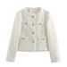 Women's Clothing Spring And Autumn New Style Metal Button Pocket Woolen Short Outer Single Breasted Top A14039_ecoleips.com