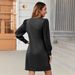 Women's Round Neck Knitted Sweater With Pockets Casual Loose Long Sleeve Autumn Winter Dress Puff Sleeve_ecoleips.com