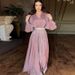 Women's Clothing New Fashion V Neck Pleated Tulle Long Sleeved Swing Dress_ecoleips.com