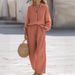 Women's Linen-Blend Shirt & Pants Set - Relaxed Notch Lapel Long Sleeve Outfit (S-XXXL) Breathable Workwear & Casual Suit_ecoleips.com
