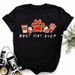 European American Women's Clothing, Vintage T-shirt With Heart And Animal Paw Prints For Women_ecoleips.com