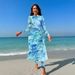 Muslim Swimsuit Conservative Floral Print Women's Three-Piece Swimsuit Set Long Sleeve Beachwear With Beach Skirt For Swimming And Water Sports_ecoleips.com