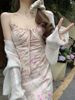 French Style Two-Piece Fresh Romantic Super Fairy Feeling Floral Strap Dress New Waist-Cinching Set For Women_ecoleips.com