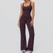 Zechuang Women's Brushed Yoga Suit Crossback Slightly Flared Wide Leg Jumpsuit Running Sports Fitness 9506_ecoleips.com