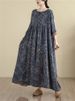 Cotton Long Sleeve Print Floral Vintage Dresses For Women New All Season Casual Loose Long Dress Femme Vestidos Elegant Clothing_ecoleips.com