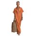 Women's Loose Fit Batwing Sleeve Polo Neck Maxi Dress – Casual Minimalist Spring Summer Gown 2026_ecoleips.com