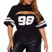 Women's Slim Fit Short Sleeve Top European American Style Digital Print Hollow Design Black Wholesale_ecoleips.com
