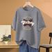 Retro Women's Oversized T-Shirt Loose Fit Short Sleeve Off-the-Shoulder Top for Summer Tummy Covering Style_ecoleips.com