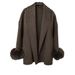 Reversible Fox Fur & Wool Blend Coat – Elegant Short/Long Double-Faced Trench Coat For Women (S/M) – Grey/Beige/Black/Coffee/Angora Red_ecoleips.com
