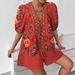 Women's Clothing Summer New Style Printed Cardigan Lace Up Short Sleeved Top Shorts Suit_ecoleips.com