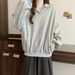 Korean Style Real Shot Solid Color Polo Collar Long Sleeve Sweatshirt For Women Spring And Autumn Thin Loose Versatile_ecoleips.com