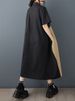 2026 Summer New Patchwork Vintage Shirt Dresses For Woman Short Sleeve Loose Casual Midi Femme Dress Fashion Elegant Clothing_ecoleips.com