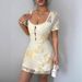 Elegant Mesh Embroidered Resort Dress Square Neck Waist Slimming Women's Clothing for European And American Style Cross Border E-commerce_ecoleips.com