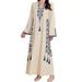 Middle Eastern Cross-border Muslim Women's V-neck Robe, Arabic Ethnic Style Printed Dress, Foreign Trade Model_ecoleips.com