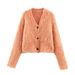 Fashion Versatile 4-Color Plush V-Neck Knitted Sweater_ecoleips.com