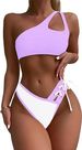 Women's Clothing Two Piece Set One Shoulder Tie Bikini_ecoleips.com
