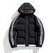 Women's Clothing Hooded Puffer Jacket Winter Warm Quilted Coat With Stripes, Lightweight Polyester Fill, Slim Fit, Zipper Closure, Black/Khaki/Blue_ecoleips.com