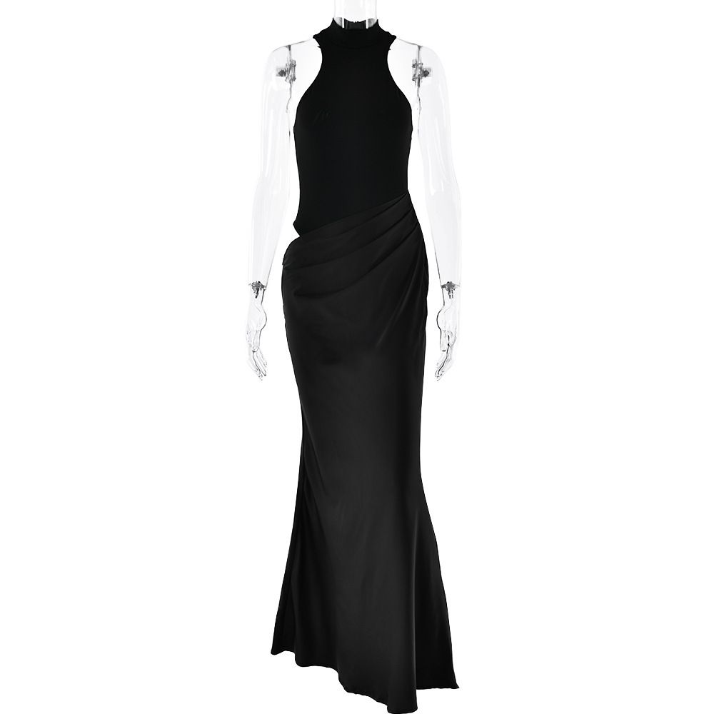 European And American Hot-Selling New Women's Round Neck Sleeveless Slim Fit Patchwork Long Fashion Hollow_ecoleips.com