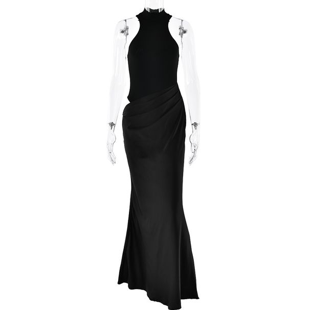 European And American Hot-Selling New Women's Round Neck Sleeveless Slim Fit Patchwork Long Fashion Hollow_ecoleips.com