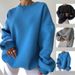 Women's Clothing All Match Solid Color Sweatshirt Commuting Printed Autumn Tops Casual Fashion Loose Sweatshirt_ecoleips.com