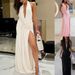 Women's Clothing Deep V Halter Neck Ruched Back Slit Summer Dress Fashionable Hot Girl Thin Clothing New Arrivals_ecoleips.com