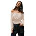 2025 Hot-Selling New Women's Y2K T-Shirt, Off-Shoulder Long-Sleeve Top, Summer High-End Pleated Pure Desire Base Shirt_ecoleips.com