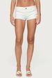 Low-Rise Denim Shorts For Women – Stretchy A-Line High Waist Hot Pants | American Retro Style (S-L, White/Washed Blue)_ecoleips.com