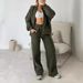 Women's Clothing New Fashion Casual Suit Solid Color Long Sleeved Sweatshirt Zipper Trousers Two Piece Suit_ecoleips.com