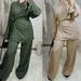 Voya Women's Lace Up Top With Wide Leg Pants, Two-piece Set With Buttonless Top And Waistband, Paired With Wide Leg Pants_ecoleips.com