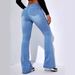 Women's Clothing High Waist Straight Jeans Slim Fit Slim Elastic Flared Pants_ecoleips.com