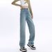 Women's Clothing High-Waisted Fleece Lined Thickened Denim Jeans Warm Wide Leg Slimming Straight Leg Loose Fitting Long Pants For Autumn Winter_ecoleips.com