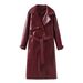 Elegant Trench Coat For Women – Slim Fit Long Faux Leather Windbreaker (Burgundy/Dark Brown, S-L)_ecoleips.com