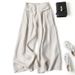 Muslim Loose And Drooping Art Cotton And Linen Wide Leg Skirt Pants Ladies Semi Elastic High Waist Thin Slim Nine Point Pants_ecoleips.com