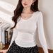 #Superior Choice # Micro Transparent Sexy Lace T-Shirt Women's Long Sleeve 2025 Autumn New Pure Desire Base Shirt_ecoleips.com