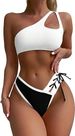 Women's Clothing Two Piece Set One Shoulder Tie Bikini_ecoleips.com