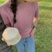 Women's Royal Blue Knit Top Round Neck Short Sleeved Soft Smooth Summer Korean Style Slim Fit Fashionable High Quality Live Stream_ecoleips.com