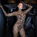 Women's Clothing Spring New Leopard Mesh Long Sleeved Stand Up Collar Tight Sexy Long Jumpsuit_ecoleips.com