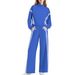Women's Stylish Two-Piece Lounge Set - Zip-Up Tracksuit With Contrast Stripes & Wide-Leg Joggers For Travel & Workout_ecoleips.com