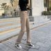 Khaki High-Waisted Straight-Leg Jeans For Women, Spring New Loose Slimming Cigarette Pants, Autumn Wear_ecoleips.com