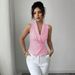 Women's Slim Fit Vest Shirt Striped Design Sleeveless Tie Waist Style Summer Fashion_ecoleips.com