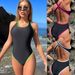 Women's One-Piece Swimsuit – Sexy Cutout Back, High-Leg Design & Adjustable Straps (Quick-Dry Polyester, UPF 50+, Tummy Control)_ecoleips.com