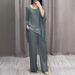 Women's Clothing Fashion Shoulder Length Short Sleeved Trousers Casual Suit_ecoleips.com