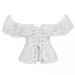 White Fishbone Shapewear Lace Court Girdle Waistcoat_ecoleips.com