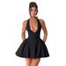 Women's Clothing Sexy Deep V Halter Neck Dress Solid Color Sleeveless Waist Slimming Dress Women's Skirt_ecoleips.com