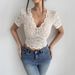 Eurean And American Cross-border 2026 Summer New Sexy Lace V-neck T-shirt For Women, Slim-fit, Short Style, Hot Girl_ecoleips.com