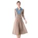Factory Direct Supply Of Spring Style Printed Poio Collar Fashionable Slimming Dress_ecoleips.com