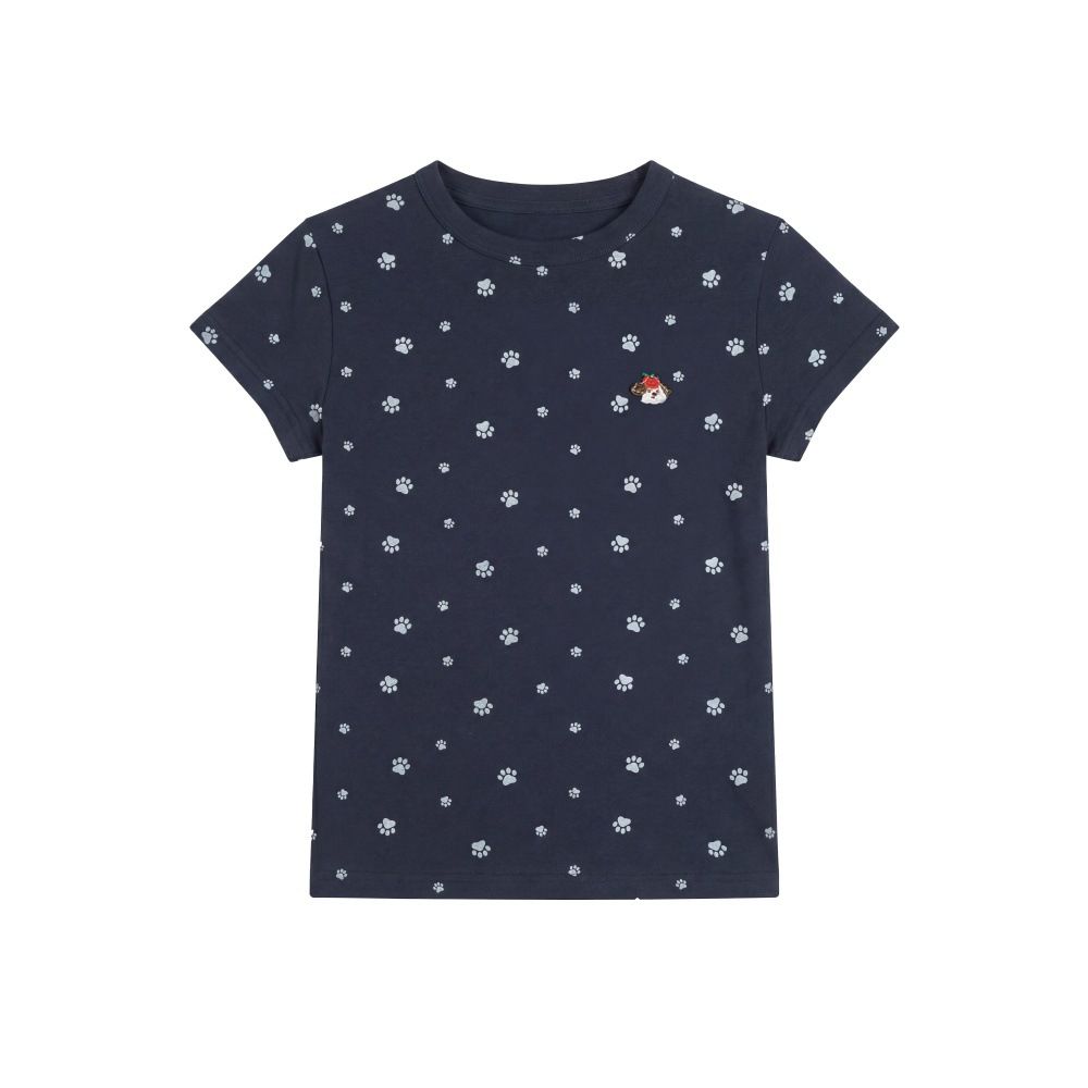 HeyHenry Women's Summer Short Sleeve T-Shirt round Neck Slim Fit Sweet Top Fresh Versatile Puppy Paw Print Design_ecoleips.com