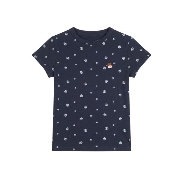 HeyHenry Women's Summer Short Sleeve T-Shirt round Neck Slim Fit Sweet Top Fresh Versatile Puppy Paw Print Design_ecoleips.com
